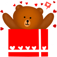 encantador oso con corazones png