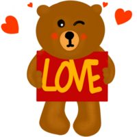 encantador oso con corazones png