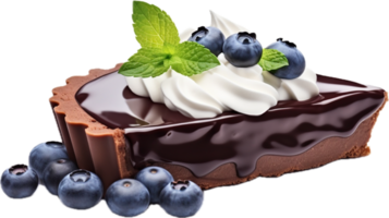 AI generated chocolate tart with blueberries png