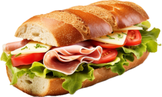 AI generated sandwich with ham cheese and vegetables png