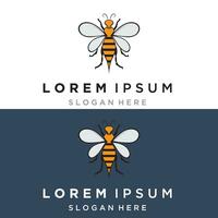 Bee honey with honeycomb modern logo vector illustration design