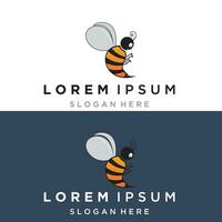 Bee honey with honeycomb modern logo vector illustration design