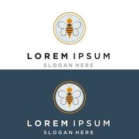 Bee honey with honeycomb modern logo vector illustration design