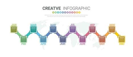 Presentation business infographic template for 12 months, 1 year, can be used for Business concept with 12 options, steps or processes. vector