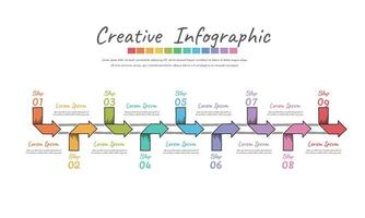 Infographic Doodle design template with 9 options, Can be used for process diagram, presentations, workflow layout, banner, flow chart, info graph. vector