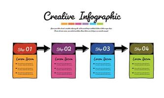 Colorful template business concept timeline arrows. Infographics layout with 4 steps. vector