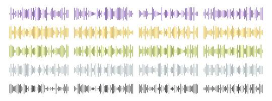 Set of sound waves. Audio equalizer technology, pulse music. Audio player. illustration. vector