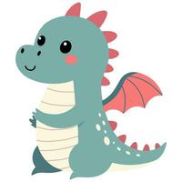 Cute baby dragon isolate on white background, flat cartoon style vector illustration.