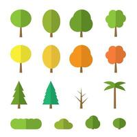 Vector flat trees on white background.