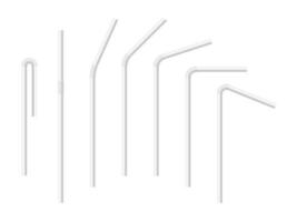 Vector set of realistic white drinking straws