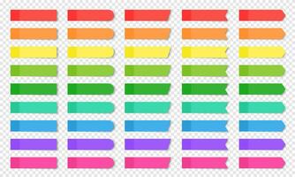 Set of colored realistic sticky notes isolated. vector