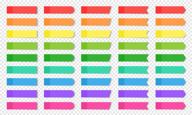 Set of colored realistic sticky notes isolated.