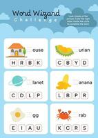 flat design vector first alphabet worksheet printable for kids education