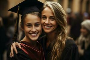 AI generated A Mother and Daughter Celebrate Academic Success photo