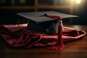 ai generado un cerca arriba fotografía de un graduación gorra foto