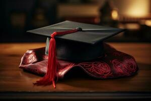 AI generated Success Achieved Diploma Cap and Tassel photo