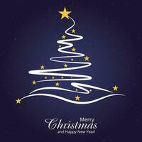 christmas tree with stars and text merry christmas vector