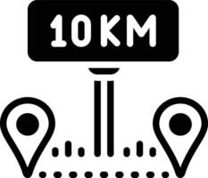 sólido icono para km vector