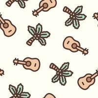 Cute Doodle Hawaii Ukulele Seamless Pattern vector