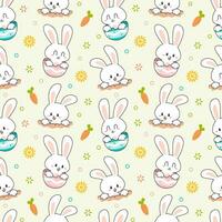 Cute Bunny easter on easter egg with spring theme seamless pattern designs vector