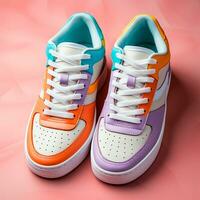 AI generated Bright modern stylish sneakers - AI generated image photo