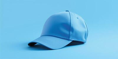 AI generated a blue baseball cap on a blue background photo
