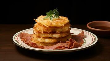 AI generated potato pancakes with beef photo