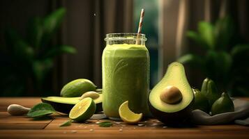 AI generated avocado milk shake juice photo