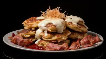 AI generated potato pancakes with beef photo