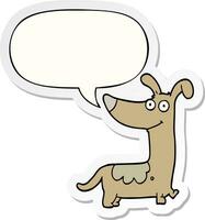 cartoon dog and speech bubble sticker vector