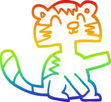 rainbow gradient line drawing cartoon happy cat vector