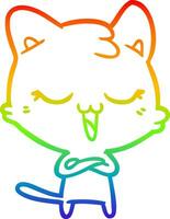 rainbow gradient line drawing happy cartoon cat vector