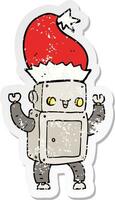 afligido pegatina de un dibujos animados Navidad robot vector