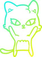 cold gradient line drawing cute cartoon cat vector