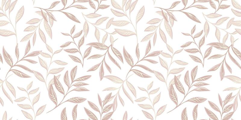 Vector hand drawn leaves branches intertwined in a seamless pattern on a light beige background. Creative, artistic, simple, pastel, tropical leaf stems print. Template for fashion, fabric, wallpaper