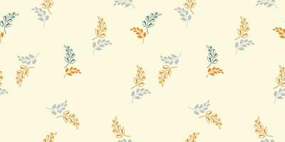 Seamless light minimalistic, gently, abstract floral pattern. Creative, abstract, tiny branches leaves, drops print. Vector hand drawn sketch. Template for design, fabric, textile, wallpaper, fashion