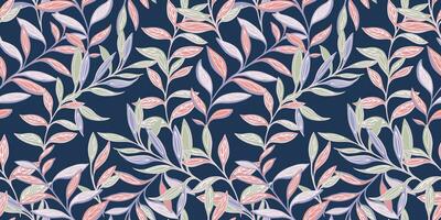 Creative, artistic ornate leafy branches intertwined in a seamless pattern. Vector hand drawn leaf stem. Abstract botanical print. Template for design, textile, fashion, fabric, wallpaper
