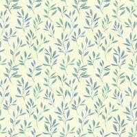 Elegant tiny leaves stem seamless pattern on a light background. Vector hand drawn sketch. Monotone vintage branches leaf print. Template for design, textile, fashion, surface design, fabric