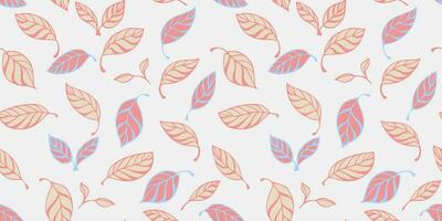 Seamless pattern with cute simple leaves. Vector hand drawn sketch. Doodle abstract leaf print. Template for design, textile, fashion, surface design,  fabric, interior decor, wallpaper