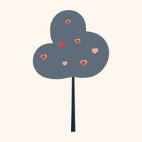 Romantic vector element tree with hearts. Valentines day design. Romantic vector icon. Vintage style.