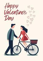 vector amor antecedentes con Pareja en amor. San Valentín día concepto póster en plano estilo. amor bandera o saludo tarjeta