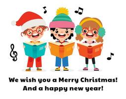 Cartoon Kids Singing At Christmas vector