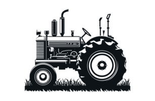 AI generated Tractor Farm Tools Illustration Silhouette PNG File