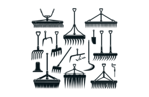 AI generated Set of Harrows Farm Tools Illustration Silhouette PNG File