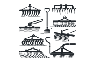 AI generated Set of Harrows Farm Tools Illustration Silhouette PNG File