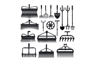 AI generated Set of Harrows Farm Tools Illustration Silhouette PNG File