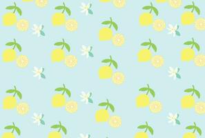 Lemon pattern flat color cartoon style. vector