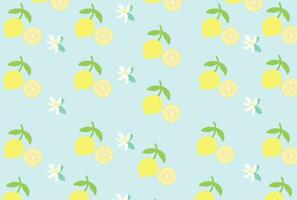 Lemon pattern flat color cartoon style. vector