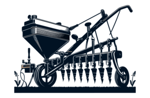AI generated Seed Drill Farm Tools Illustration Silhouette PNG File