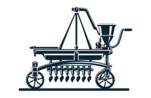 AI generated Seed Drill Farm Tools Illustration Silhouette PNG File